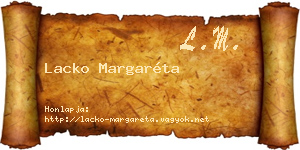 Lacko Margaréta névjegykártya